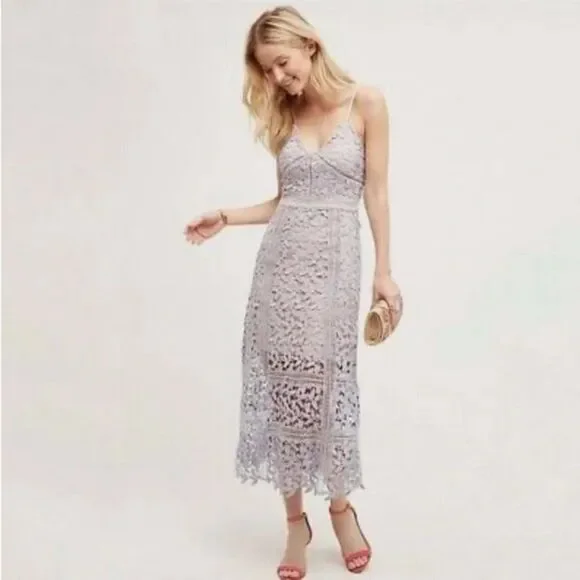 Elliatt x Love Indie Bella Guipure Floral Lace Midi Dress in Periwinkle